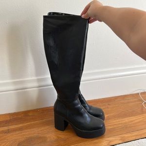 Slick nicks platform knee high boot